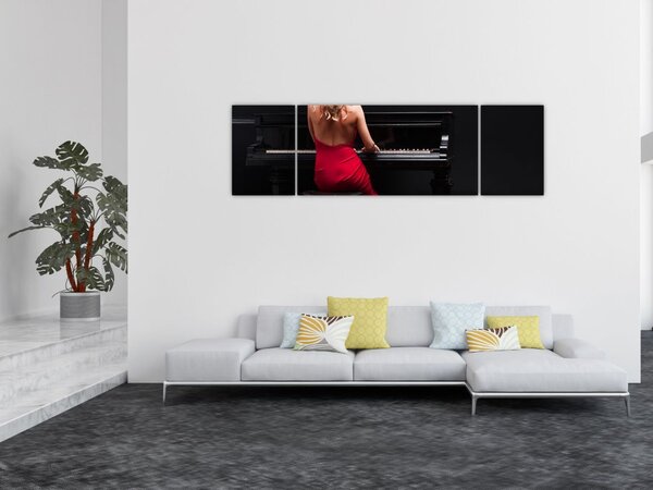 Obraz kobiety grającej na pianinie (170x50 cm)