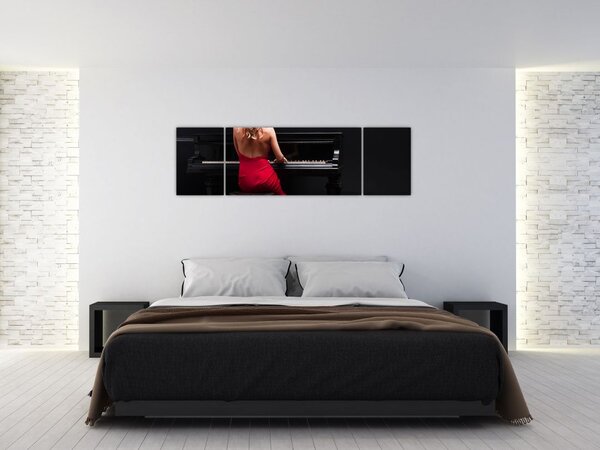Obraz kobiety grającej na pianinie (170x50 cm)