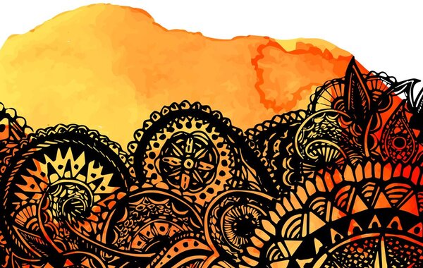 Obraz Mandala pomarańczowa akwarela