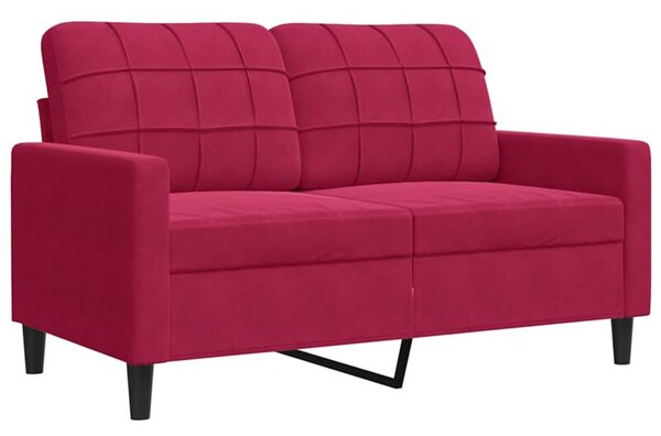 Sofa 2-osobowa, winna czerwieÅ, 120 cm, tapicerowana aksamitem