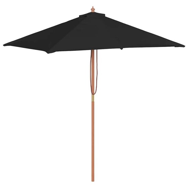 Parasol ogrodowy na drewnianym słupku, czarny, 150x200 cm