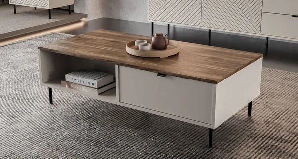 Ława kawowa z 2 szufladami kaszmir + dąb castello T6-K31