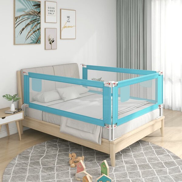 Barierka do łóżeczka dziecięcego, niebieska, 100x25 cm, tkanina