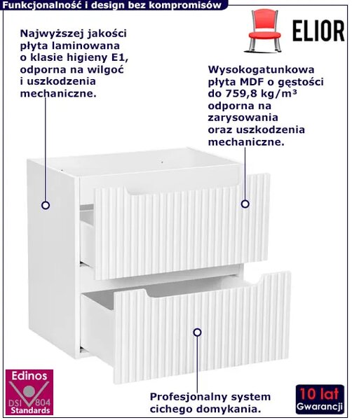 Biała szafka pod umywalkę z szufladami 60 cm T3-E30