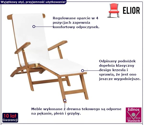 Składany leżak z śmietankową poduszką C6-G68