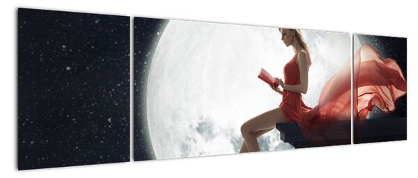 Obraz - Kobieta w świetle księżyca (170x50 cm)