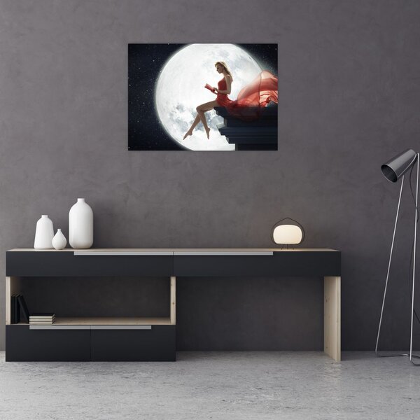 Obraz - Kobieta w świetle księżyca (70x50 cm)