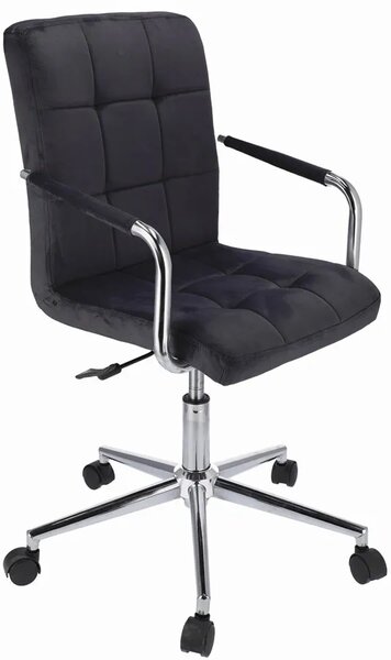 Czarny welurowy fotel obrotowy pikowany D5-B29