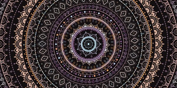Obraz Mandala z wzorem słońca w odcieniach fioletu