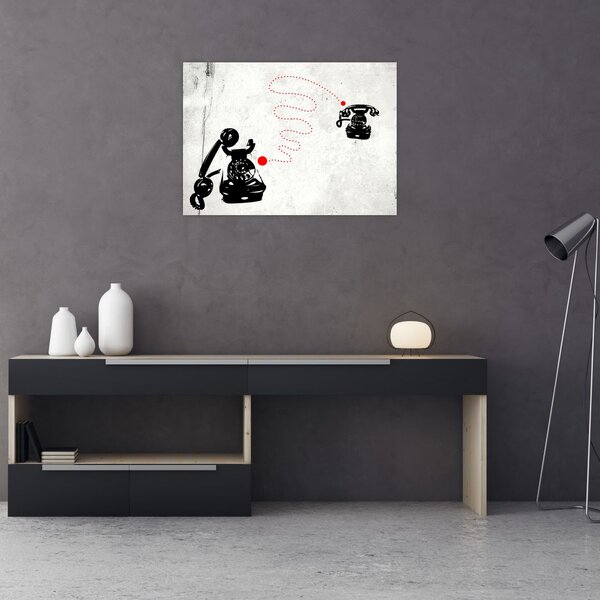 Obraz - Rysunek telefonu w stylu Banksy (70x50 cm)