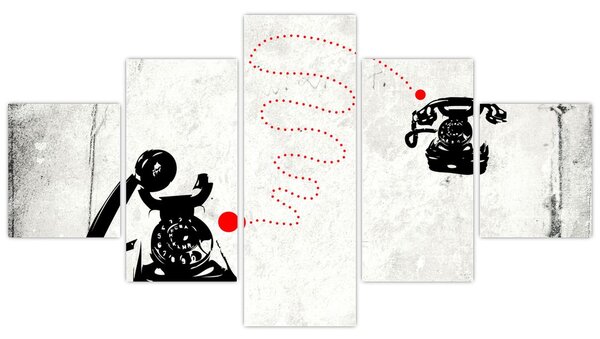 Obraz - Rysunek telefonu w stylu Banksy (125x70 cm)