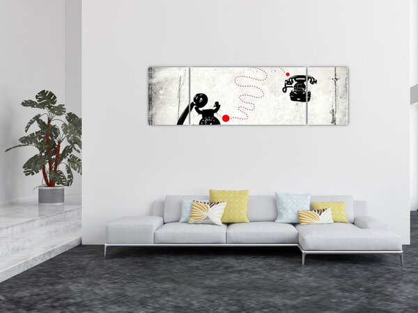 Obraz - Rysunek telefonu w stylu Banksy (170x50 cm)
