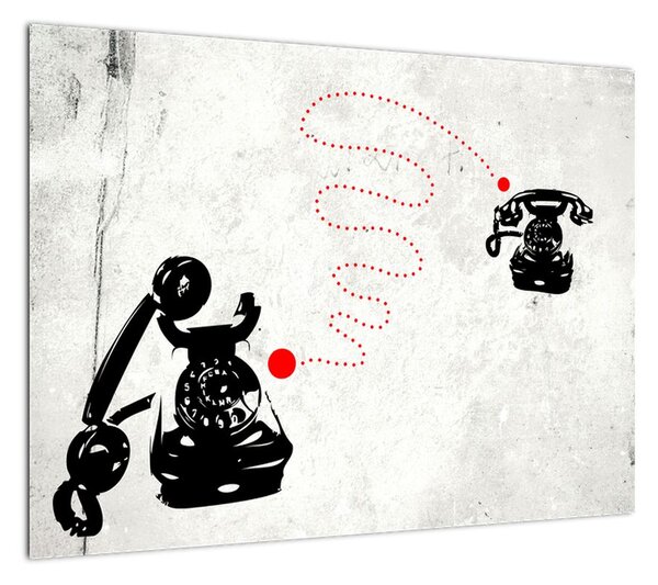 Obraz - Rysunek telefonu w stylu Banksy (70x50 cm)