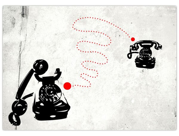 Obraz - Rysunek telefonu w stylu Banksy (70x50 cm)