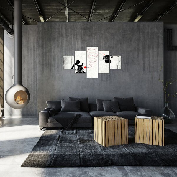 Obraz - Rysunek telefonu w stylu Banksy (125x70 cm)