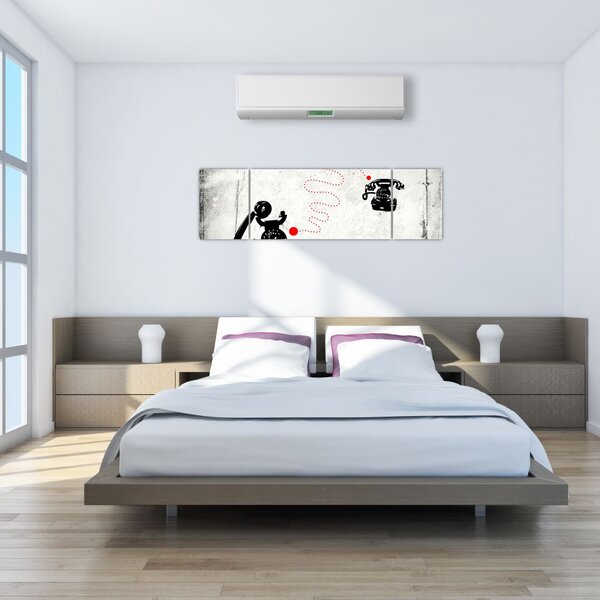 Obraz - Rysunek telefonu w stylu Banksy (170x50 cm)