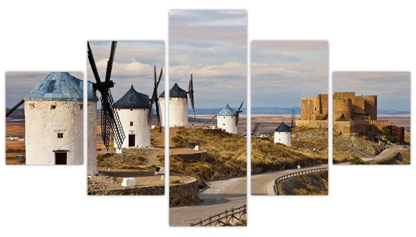 Obraz - Wiatraki Consuegra, Hiszpania (125x70 cm)