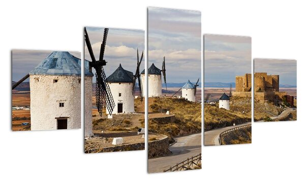 Obraz - Wiatraki Consuegra, Hiszpania (125x70 cm)