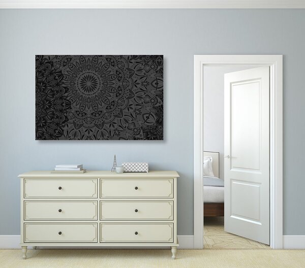 Obraz stylowa Mandala w wersji czarno-białej