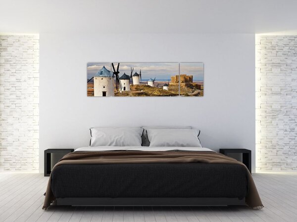 Obraz - Wiatraki Consuegra, Hiszpania (170x50 cm)