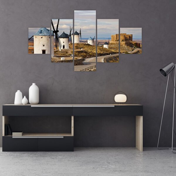 Obraz - Wiatraki Consuegra, Hiszpania (125x70 cm)