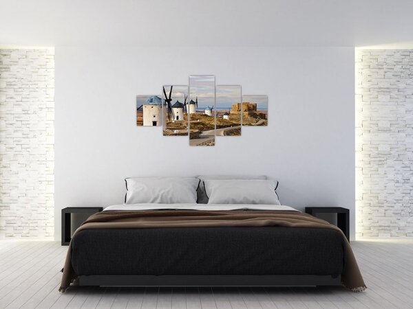 Obraz - Wiatraki Consuegra, Hiszpania (125x70 cm)