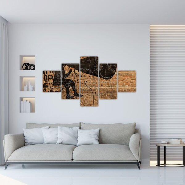 Obraz - Mężczyzna na rowerze w stylu Banksy (125x70 cm)