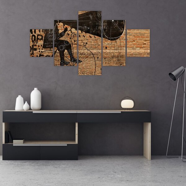 Obraz - Mężczyzna na rowerze w stylu Banksy (125x70 cm)