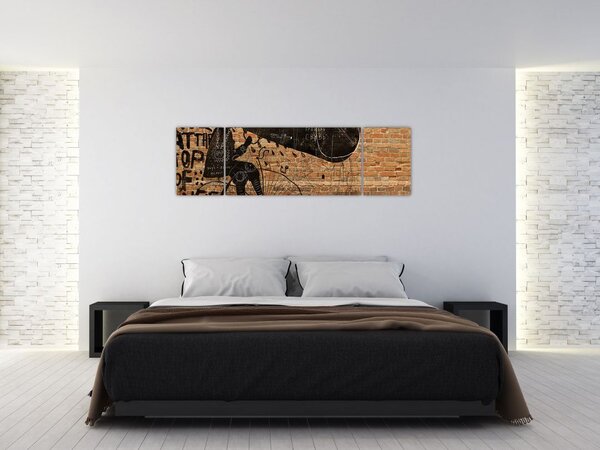 Obraz - Mężczyzna na rowerze w stylu Banksy (170x50 cm)