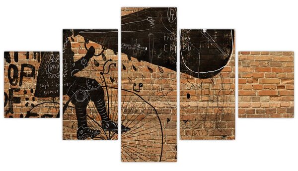 Obraz - Mężczyzna na rowerze w stylu Banksy (125x70 cm)