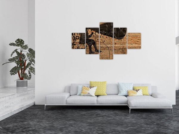 Obraz - Mężczyzna na rowerze w stylu Banksy (125x70 cm)