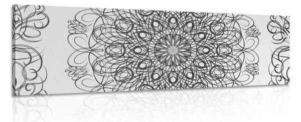 Obraz abstrakcyjna kwiatowa Mandala w wersji czarno-białej