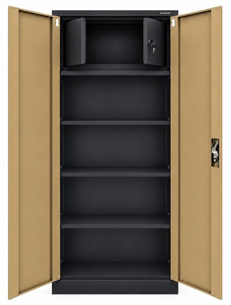 Dwudrzwiowa szafa aktowa z sejfem Eco Design Tomasz, 90x45x185 cm, antracyt/orzech