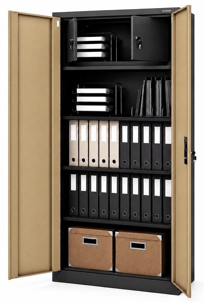 Dwudrzwiowa szafa aktowa z sejfem Eco Design Tomasz, 90x45x185 cm, antracyt/orzech