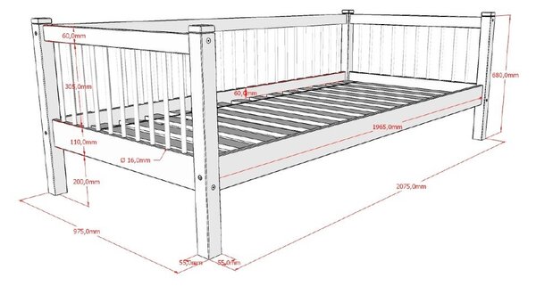 Łóżko dziecięce z litego drewna dębowego 90x200 cm Forrest – Vipack