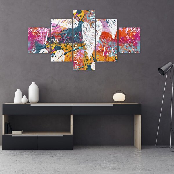 Obraz - Serce na abstrakcyjnym tle (125x70 cm)