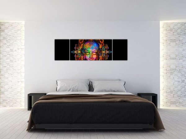 Obraz - Popiersie Buddy w neonowych kolorach (170x50 cm)