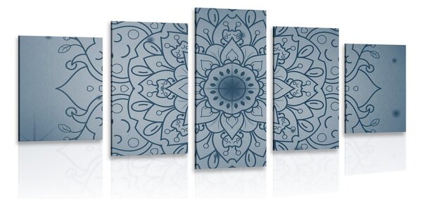 5-częściowy obraz ciemnoniebieski kwiat Mandali