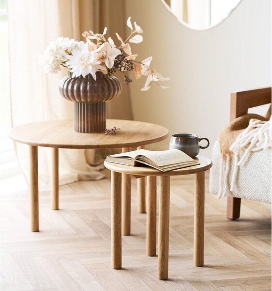 Okrągły stolik z litego drewna dębowego ø 40 cm Jena – House Nordic