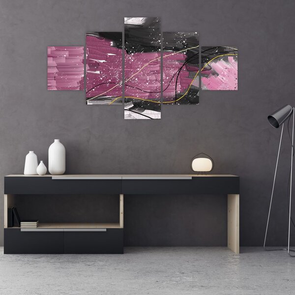 Obraz - Różowo - czarna abstrakcja (125x70 cm)