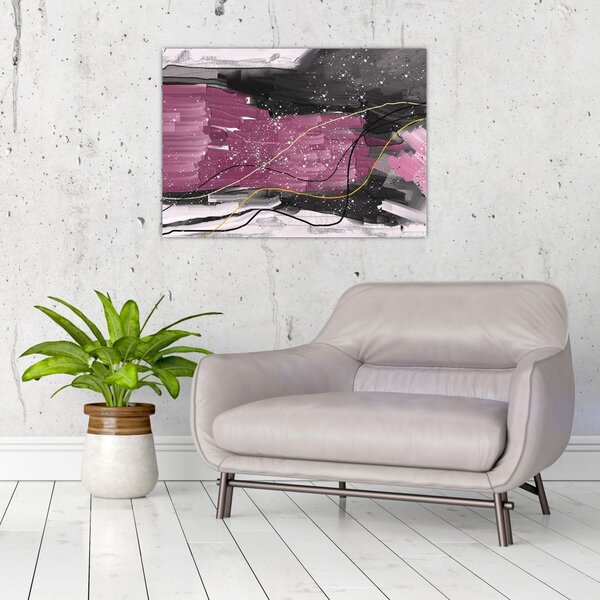 Obraz - Różowo - czarna abstrakcja (70x50 cm)