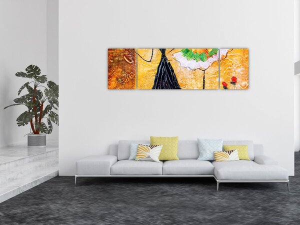 Obraz - Tańczące baletnice, obraz olejny (170x50 cm)