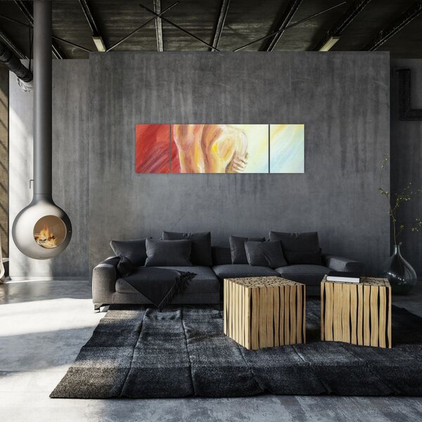 Obraz odpoczywającej kobiety, obraz olejny (170x50 cm)