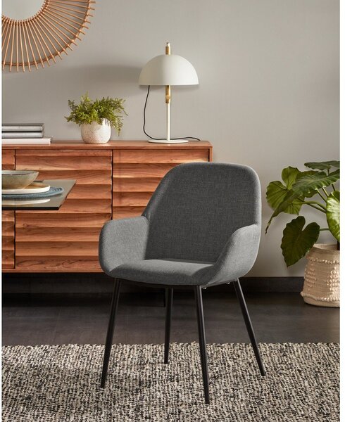 Antracytowy tapicerowany fotel jadalniany Konna – Kave Home