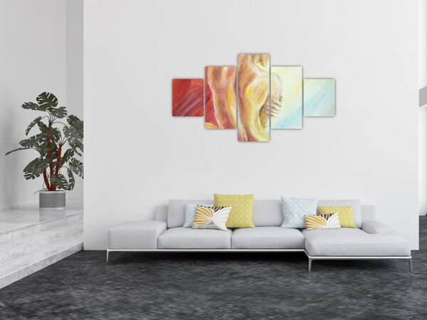 Obraz odpoczywającej kobiety, obraz olejny (125x70 cm)