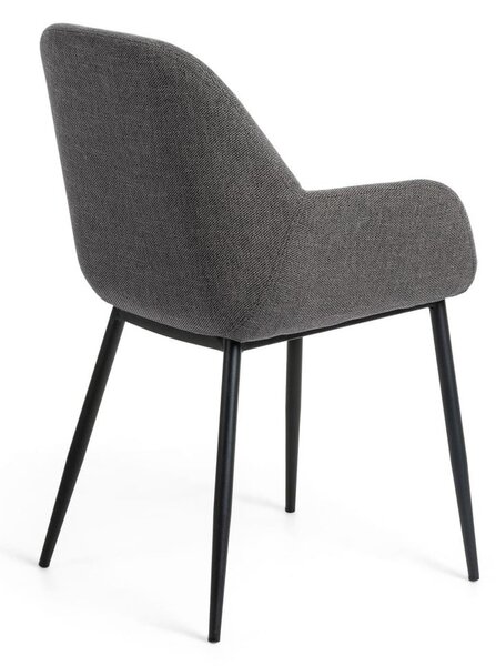 Antracytowy tapicerowany fotel jadalniany Konna – Kave Home