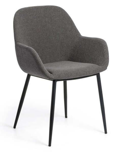 Antracytowy tapicerowany fotel jadalniany Konna – Kave Home