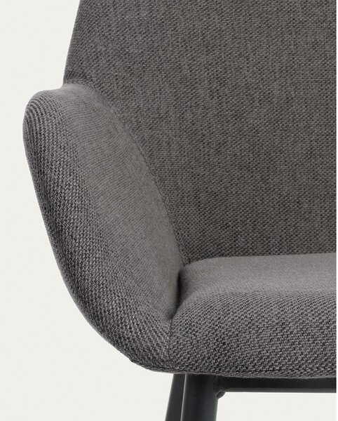 Antracytowy tapicerowany fotel jadalniany Konna – Kave Home
