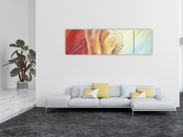 Obraz odpoczywającej kobiety, obraz olejny (170x50 cm)
