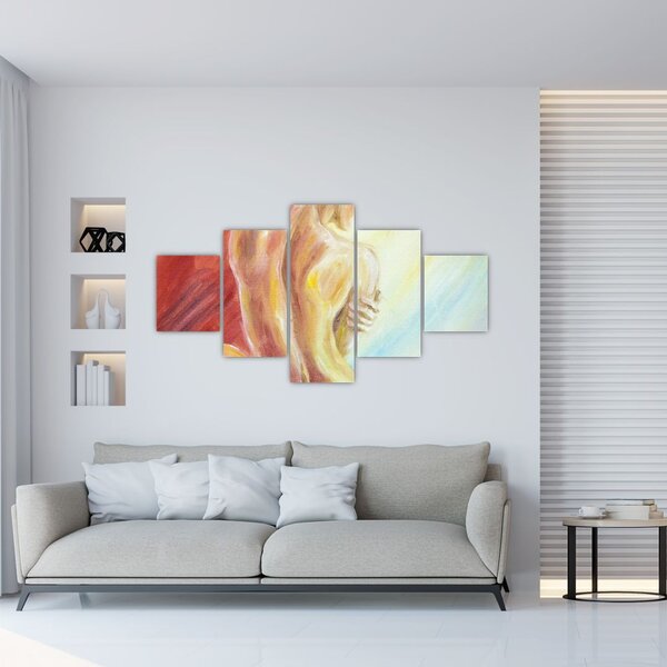 Obraz odpoczywającej kobiety, obraz olejny (125x70 cm)